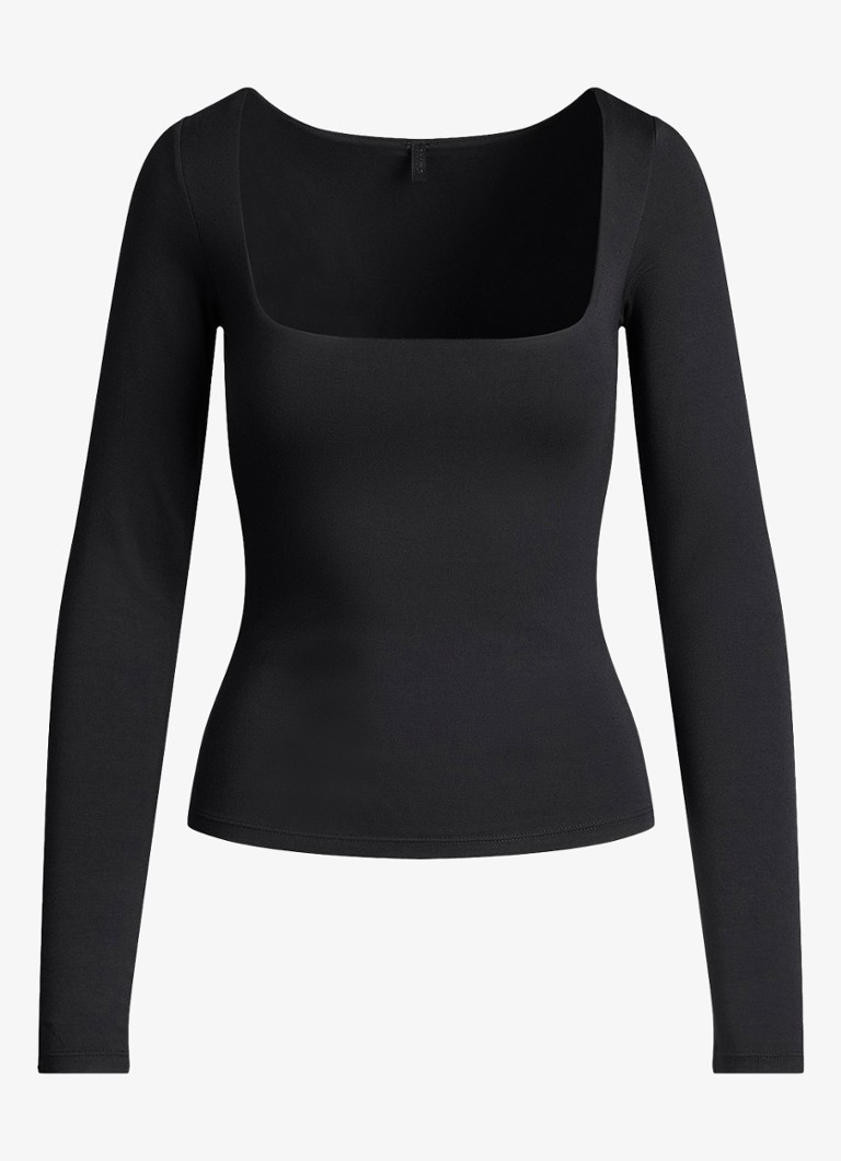 SKIMS Dames Longsleeve met rechthoekige hals in de kleur Zwart, maat: M