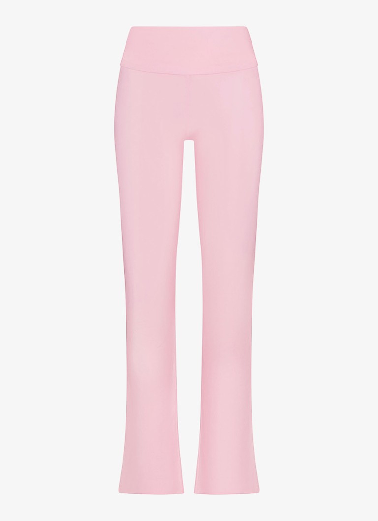 SKIMS Dames Cotton Jersey mid waist flared legging met omgeslagen tailleband in de kleur Roze, maat: XXL