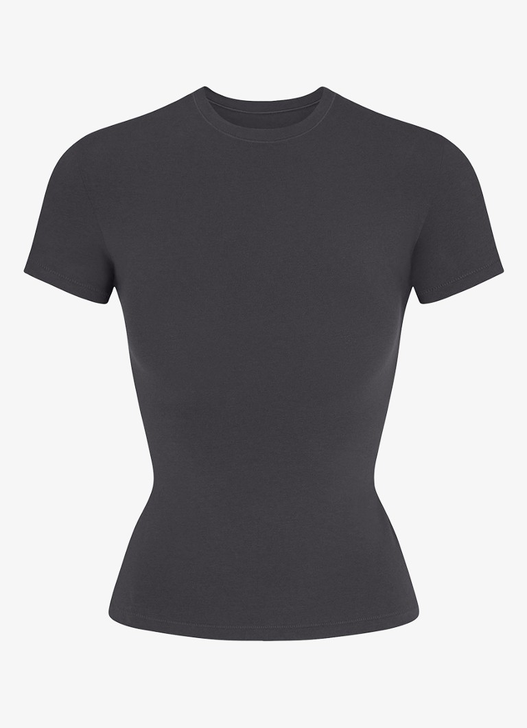 SKIMS Dames Cotton Jersey T-shirt met ronde hals in de kleur Donkergrijs, maat: XXXL