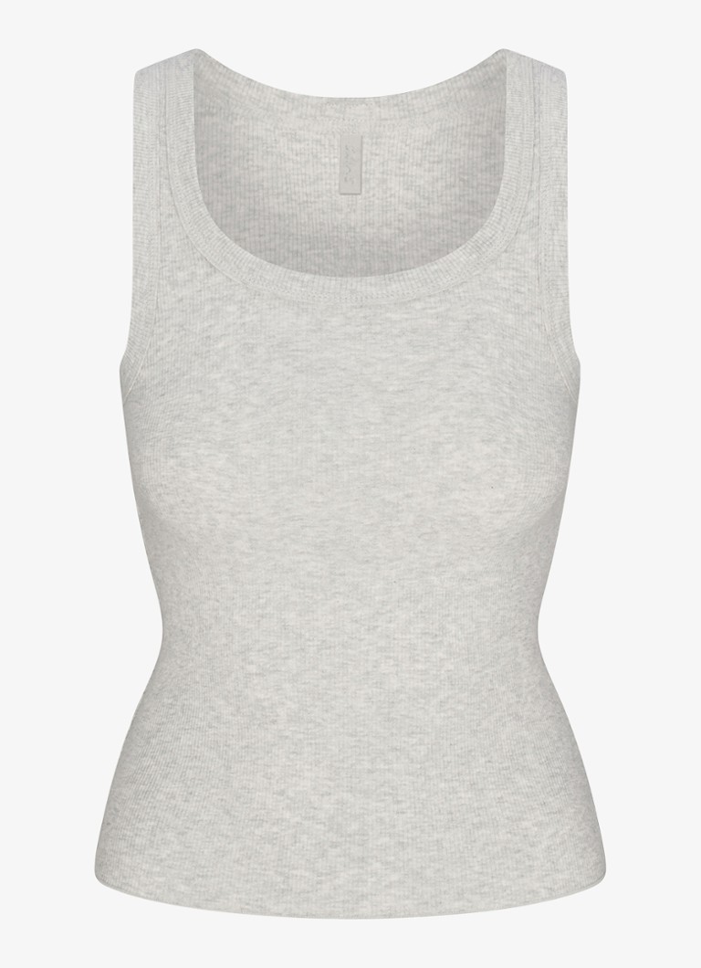 SKIMS Dames Cotton Rib tanktop met ronde hals in de kleur Light Heather Grey, maat: XXXL