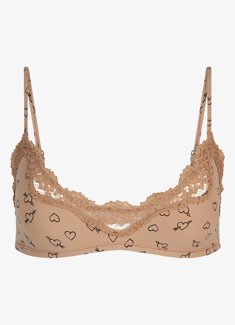SKIMS Dames Fits Everybody bralette met details van kant in 2-pack in de kleur Onyx And Sketched Hearts, maat: XS
