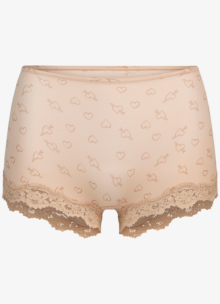 SKIMS Dames Fits Everybody Lace shorty met details van kant in de kleur Mica Sketched Hearts, maat: XXS