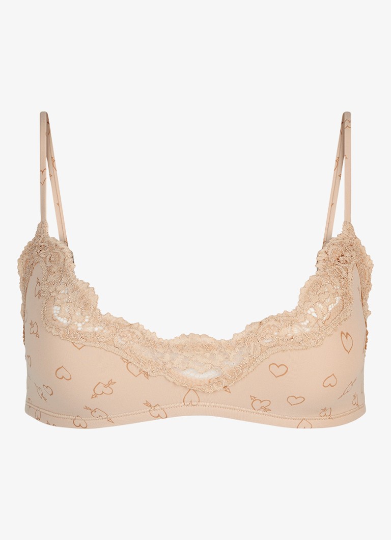 SKIMS Dames Fits Everybody Lace bralette met print en kant in de kleur Mica Sketched Hearts, maat: XS
