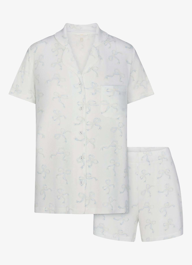 SKIMS Dames Soft Lounge pyjamaset met ribstructuur in de kleur Ivoor, maat: S