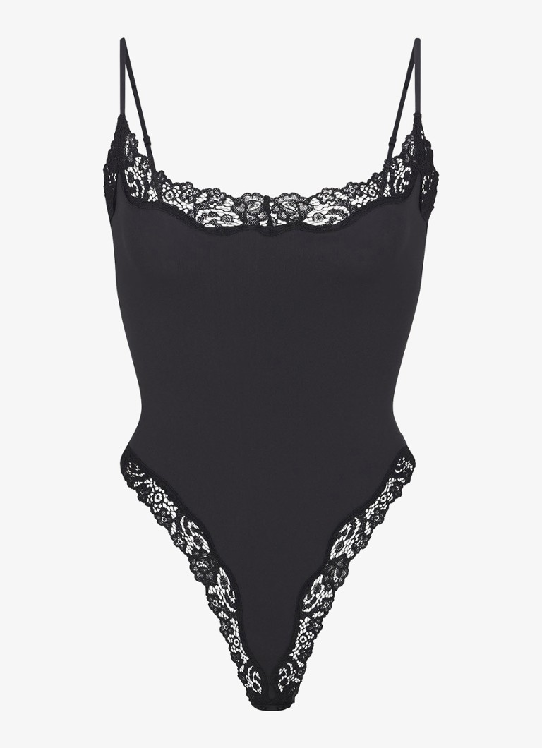 SKIMS Dames Fits Everybody Lace stringbody in de kleur Zwart, maat: S