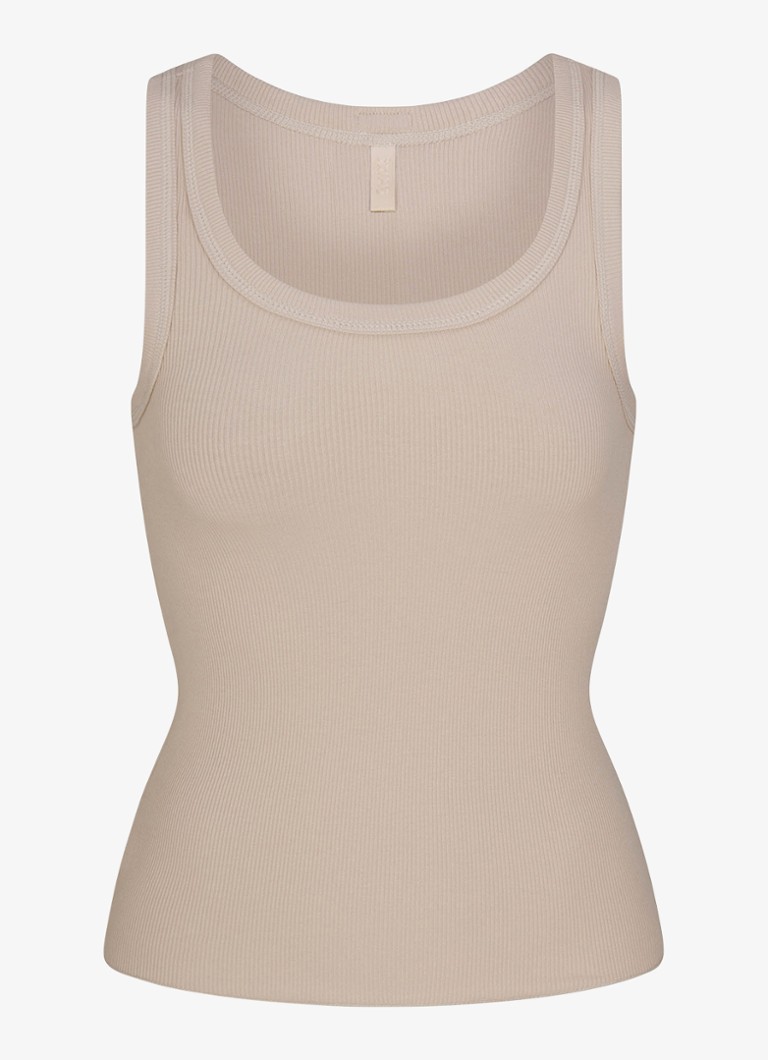 SKIMS Dames Cotton Rib tanktop met ronde hals in de kleur Lichtgrijs, maat: L