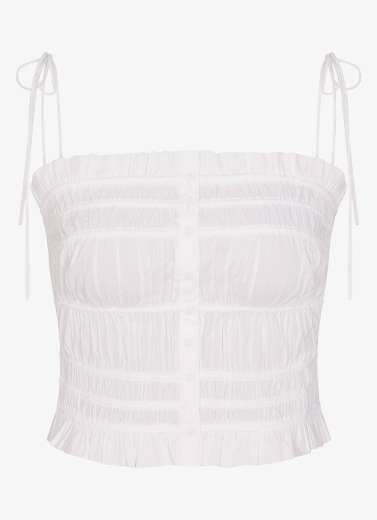SKIMS Dames Poplin Ruffle top met ruches in de kleur Snow, maat: M