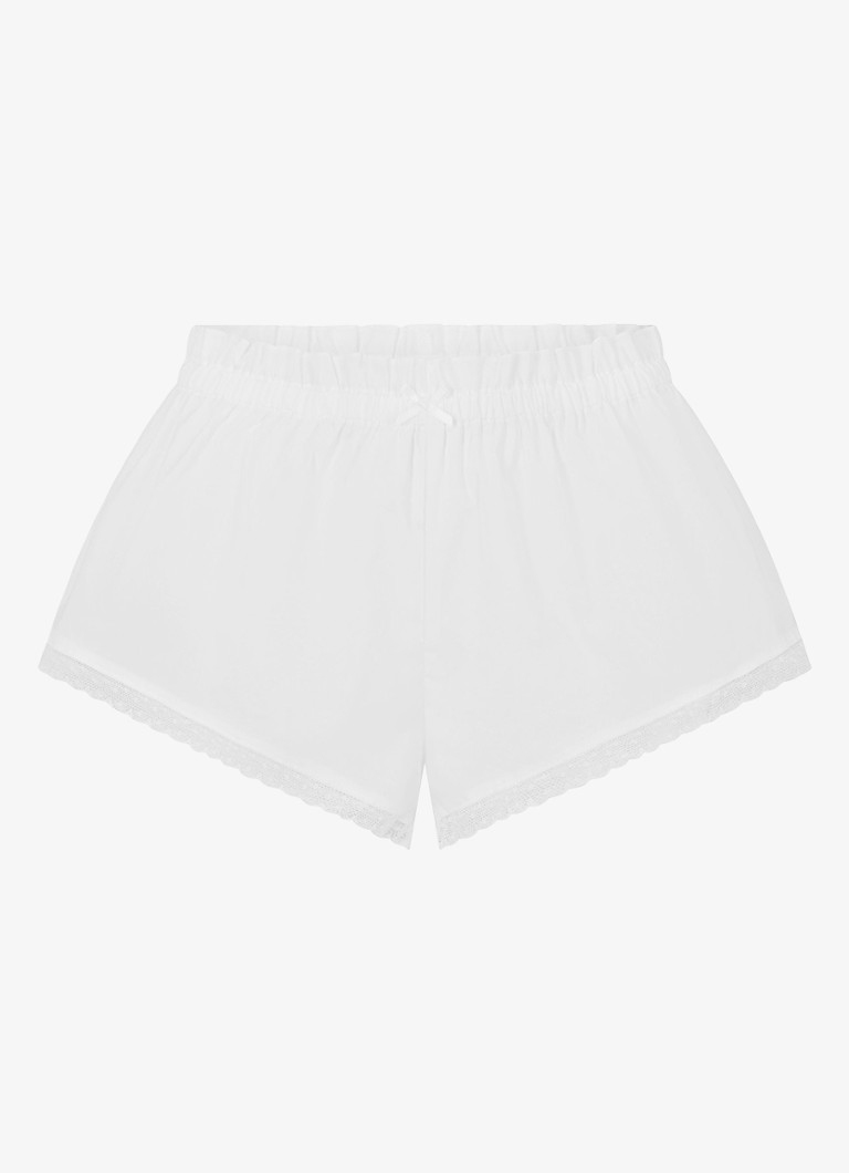 SKIMS Dames Poplin loose fit korte broek met details van kant in de kleur Snow, maat: XXL