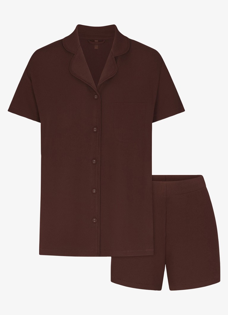SKIMS Dames Soft Lounge pyjamaset in de kleur Chocoladebruin, maat: S