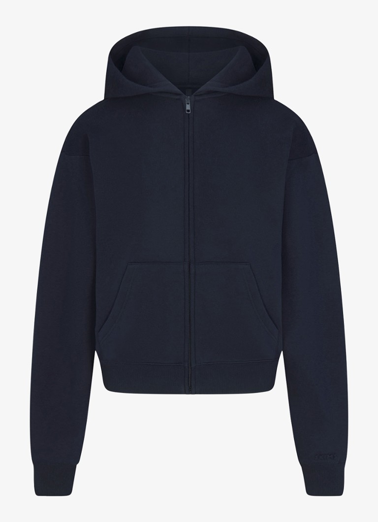 SKIMS Dames Cotton Fleece sweatvest met capuchon in de kleur Donkerblauw, maat: XS
