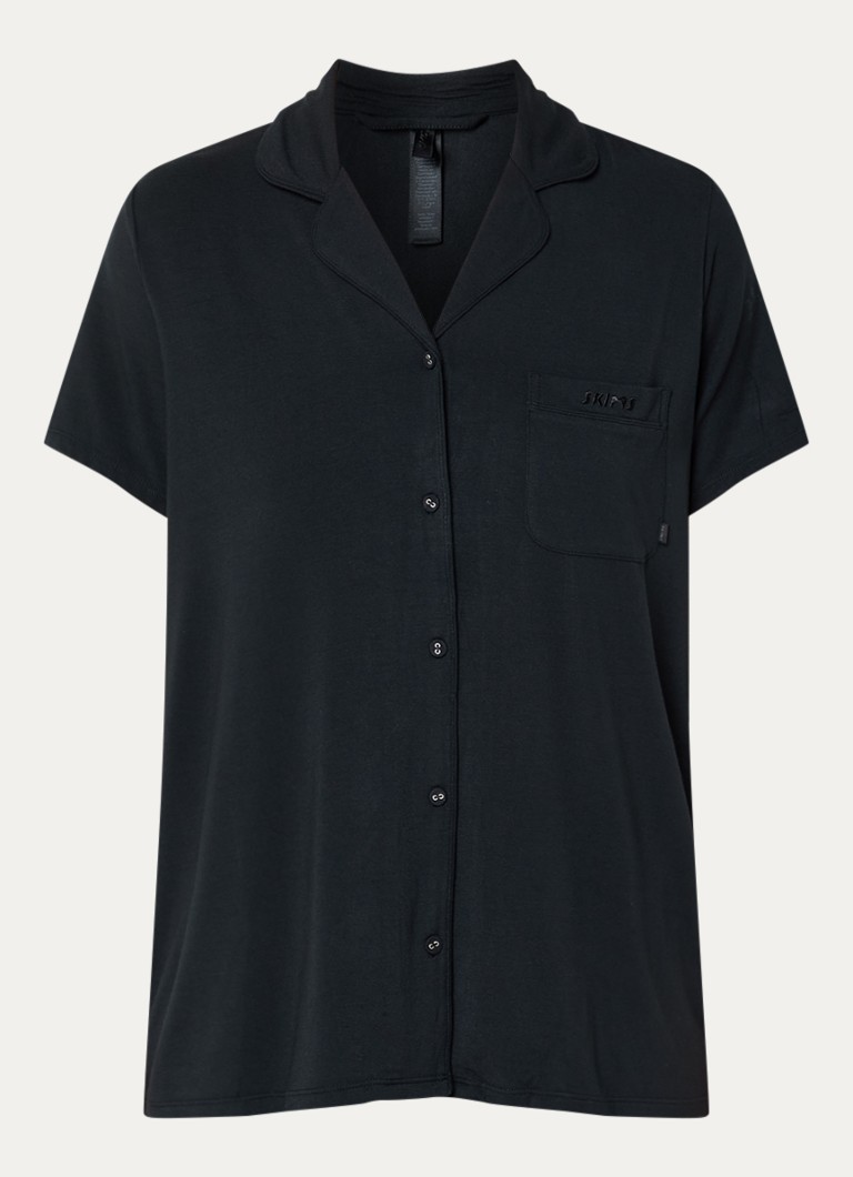 SKIMS Dames Skims Sleep pyjamaset met logoborduring in de kleur Zwart, maat: 2XL