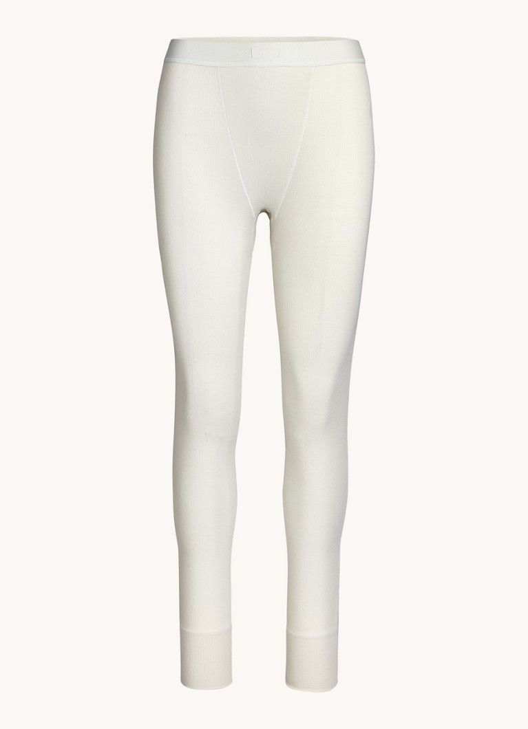 SKIMS Dames Cotton Rib high waist loungebroek met ribstructuur in de kleur Gebroken wit, maat: L
