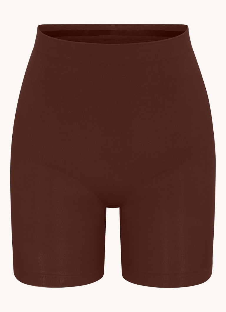 SKIMS Dames Seamless Sculpt high waisted corrigerende short in de kleur Donkerbruin, maat: XS