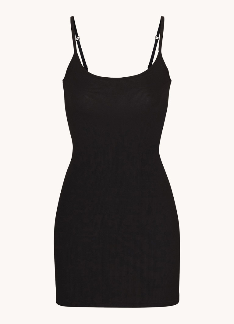 SKIMS Dames Soft Lounge slipdress in de kleur Zwart, maat: S