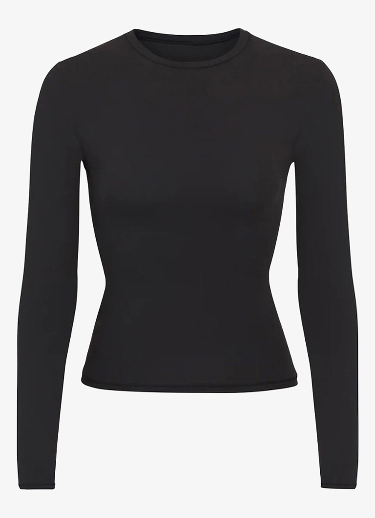 SKIMS Dames Fits Everybody longsleeve met ronde hals in de kleur Antraciet, maat: XXL