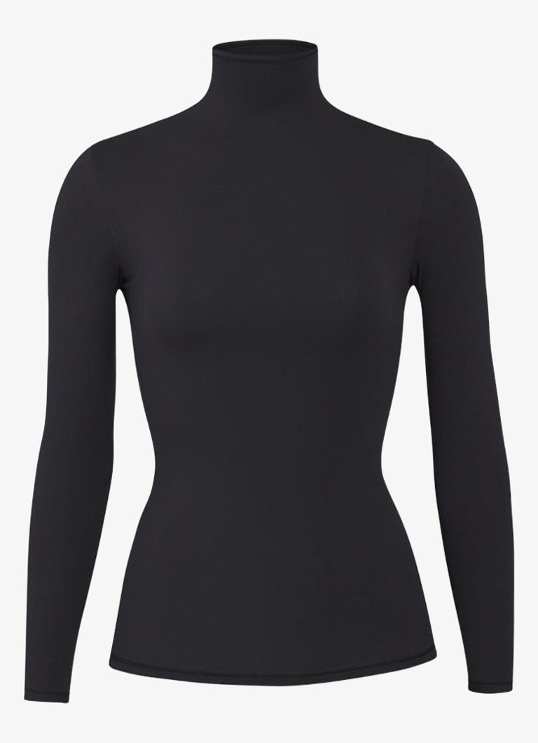 SKIMS Dames Fits Everybody longsleeve met col in de kleur Onyx, maat: XXXL