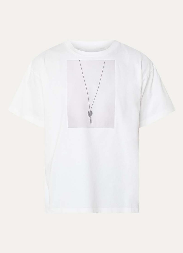 MM6 Heren T-shirt met print in de kleur Gebroken wit, maat: S