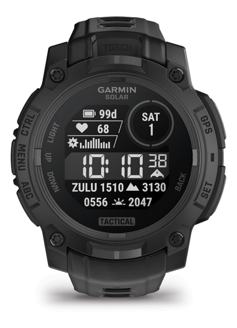 Garmin Heren Instinct 3 Tactical Solar smartwatch 45 mm in de kleur Zwart, maat: 45 mm