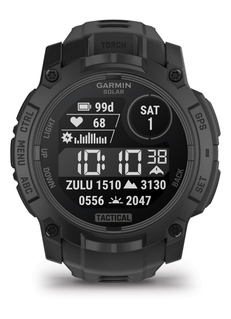 Garmin Heren Instinct 3 Tactical Solar smartwatch 50 mm in de kleur Zwart, maat: 50 mm