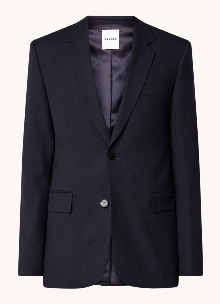 Sandro Heren Slim fit colbert van wol met klepzakken in de kleur Donkerblauw