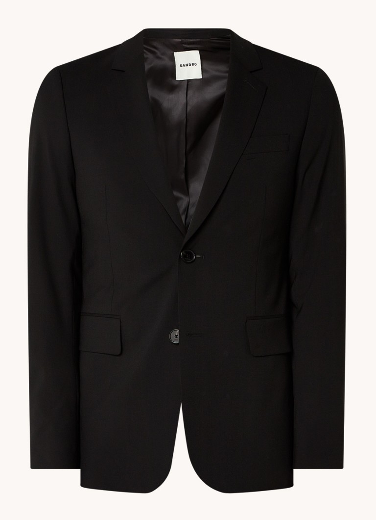 Sandro Heren Slim fit colbert van scheerwol met klepzakken in de kleur Zwart