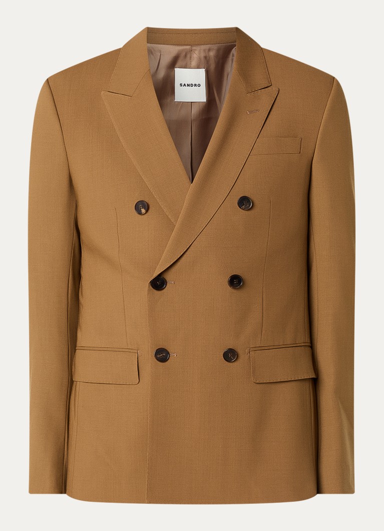 Sandro Heren Regular fit colbert van scheerwol met klepzakken in de kleur Bruin
