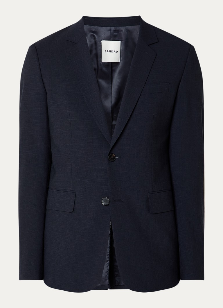 Sandro Heren Regular fit colbert met klepzakken in de kleur Donkerblauw