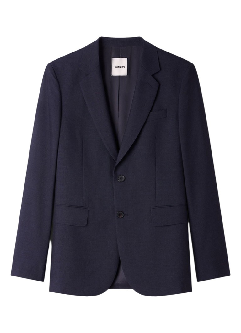 Sandro Heren Virgin wool suit jacket in de kleur Navy Blue / Blauw