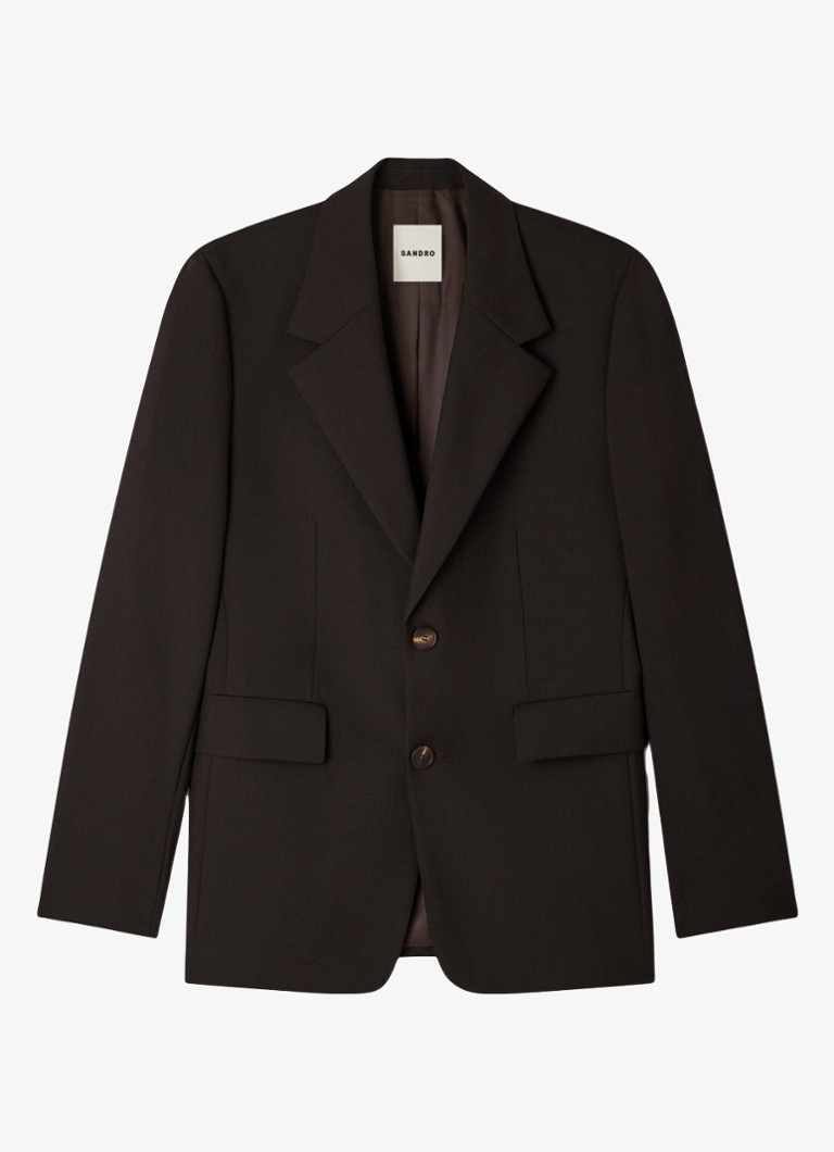 Sandro Heren Colbert van wol in de kleur Chocolate / Bruin