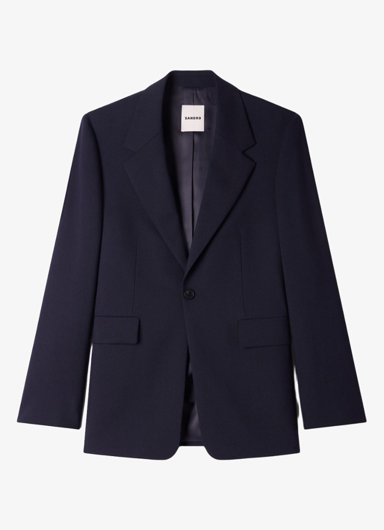 Sandro Heren Colbert van wol in de kleur Midnight Blue / Blauw
