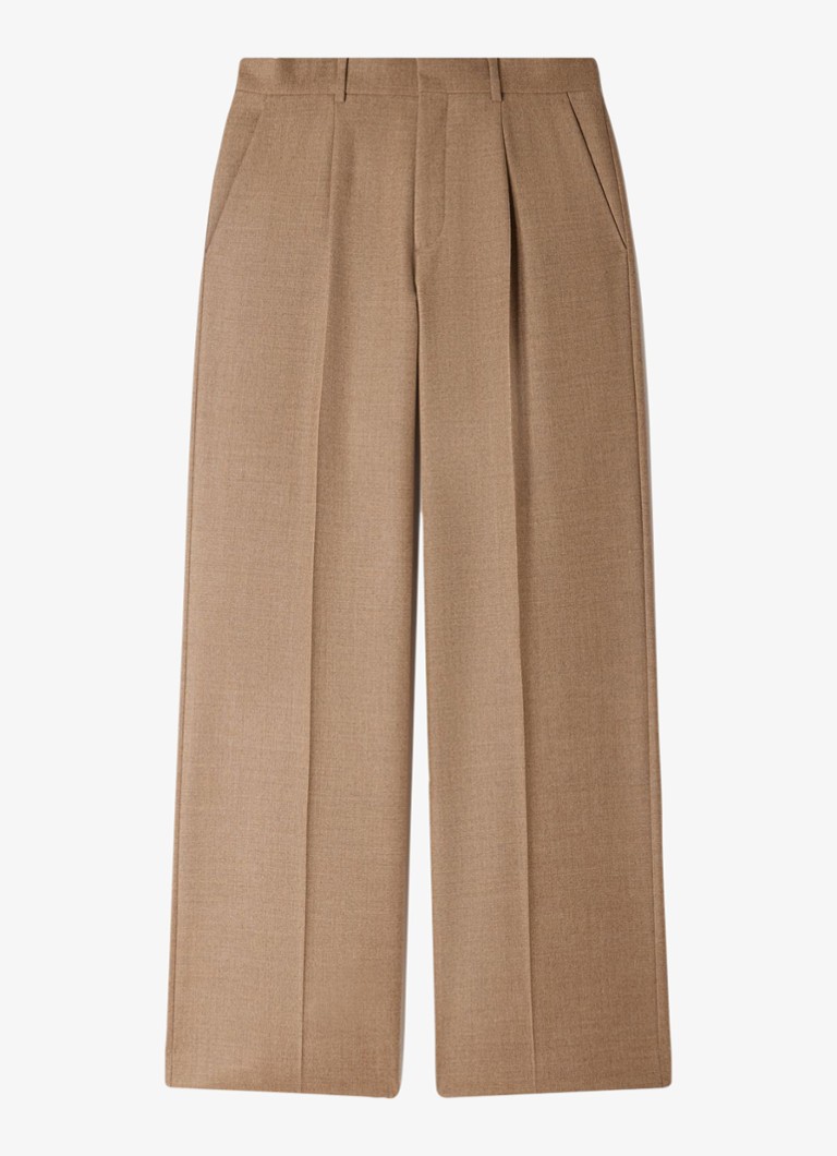 Sandro Heren Wide fit pantalon van wol in de kleur Beige