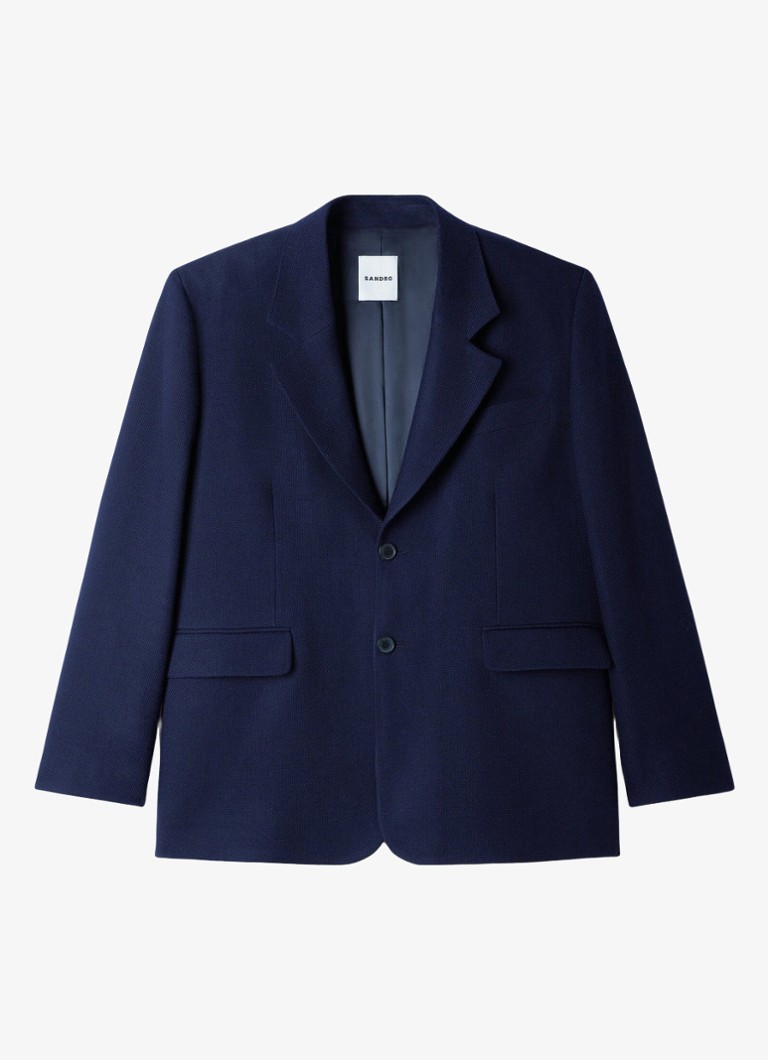 Sandro Heren Oversized colbert van wol in de kleur Donkerblauw