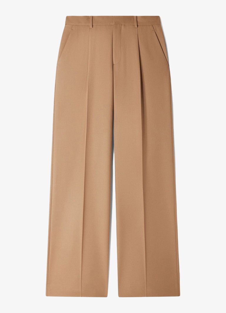 Sandro Heren Regular fit pantalon van wol met steekzakken in de kleur Camel