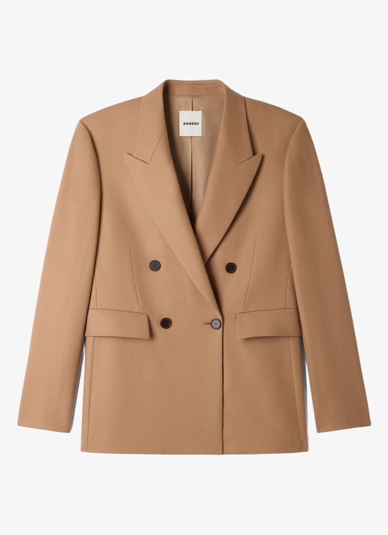 Sandro Heren Regular fit colbert van wol met klepzakken in de kleur Camel