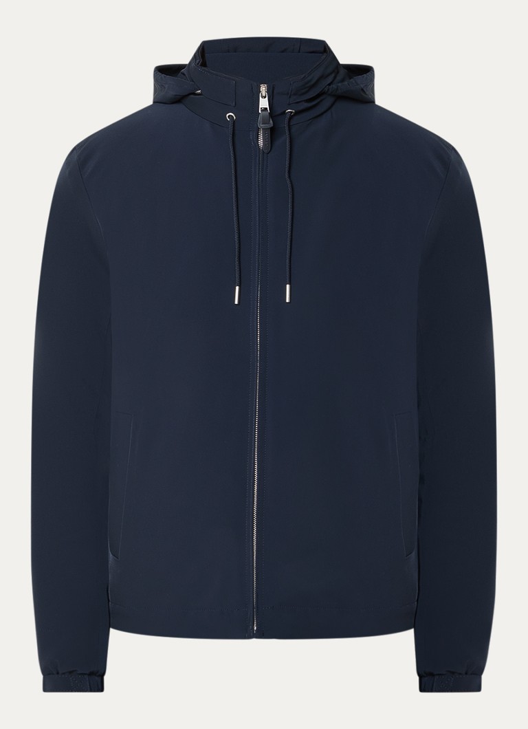 Sandro Heren Softshell jack met opbergbare capuchon en steekzakken in de kleur Donkerblauw