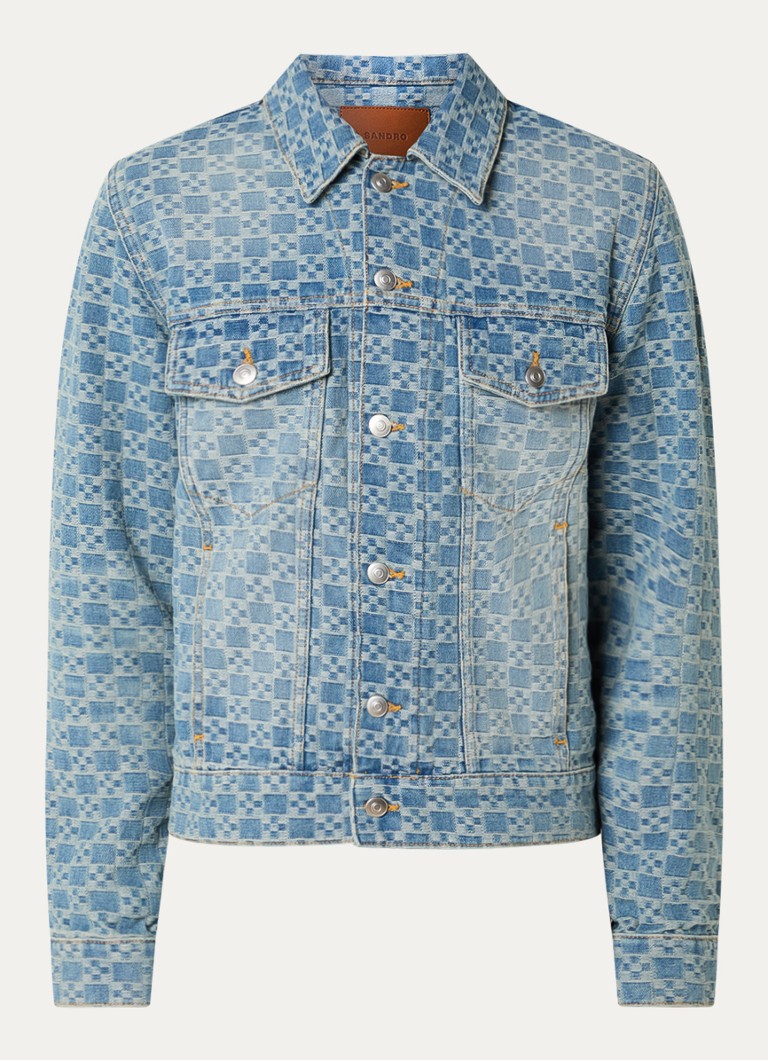 Sandro Heren Spijkerjas met print en steekzakken in de kleur Indigo