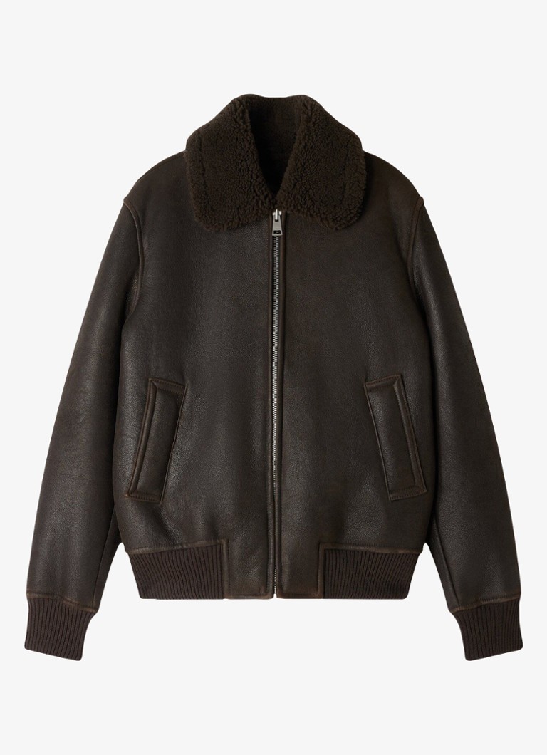 Sandro Dames Lammy coat met steekzakken in de kleur Donkerbruin