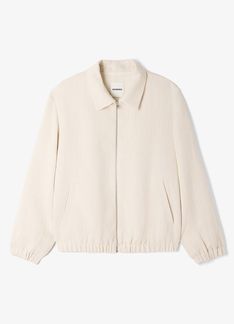 Sandro Heren Jack met steekzakken en kraag in de kleur Creme