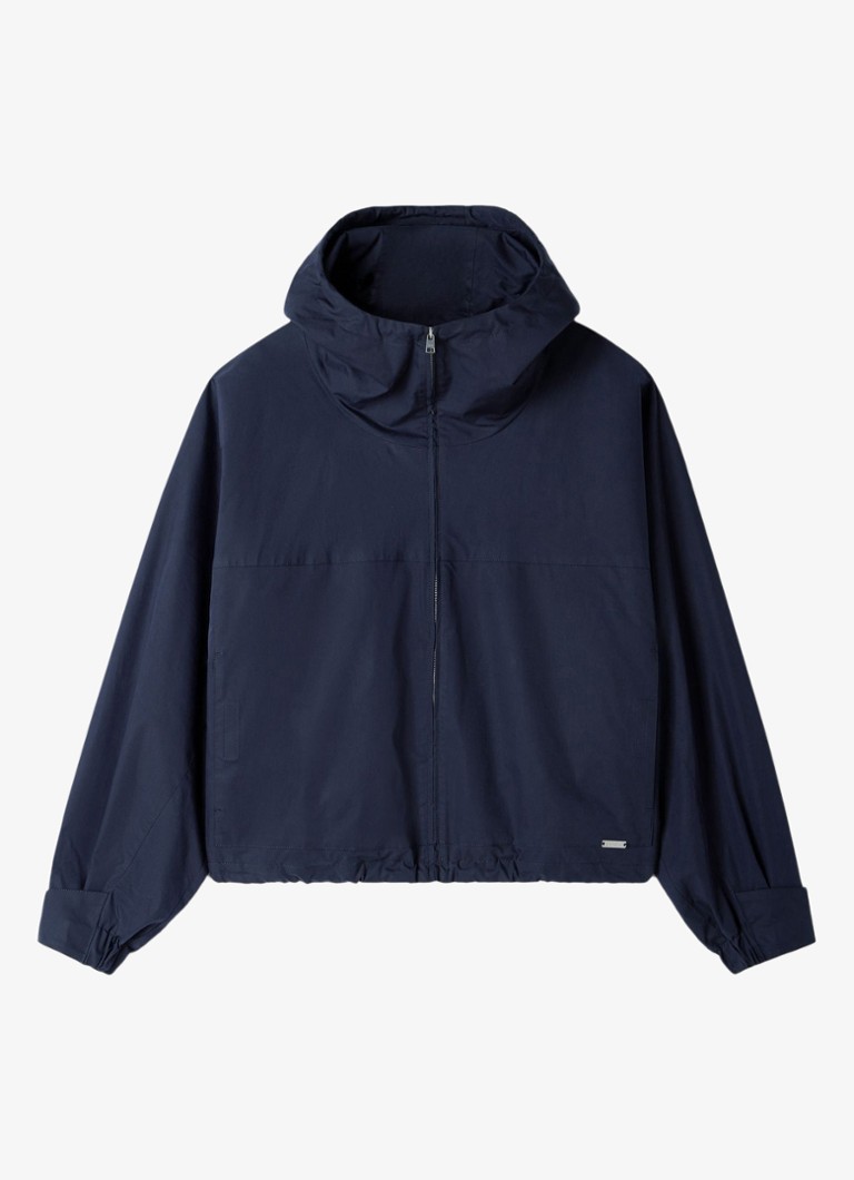 Sandro Heren Jack van katoen met capuchon en opstaande kraag in de kleur Midnight Blue / Blauw