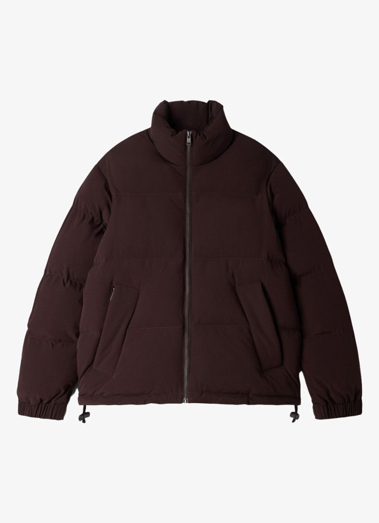 Sandro Heren Puffer jas met logo in de kleur Chocoladebruin