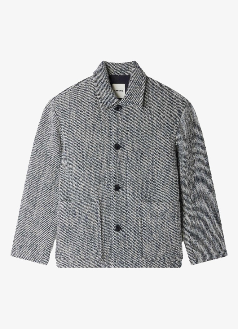 Sandro Heren Jack in wolblend in de kleur Donkerblauw