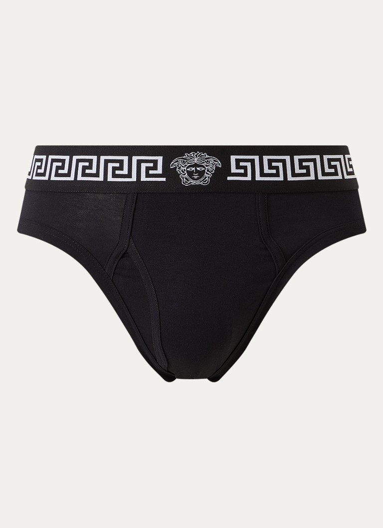 Versace Heren Boxershort van katoen met logoband in de kleur Zwart, maat: S