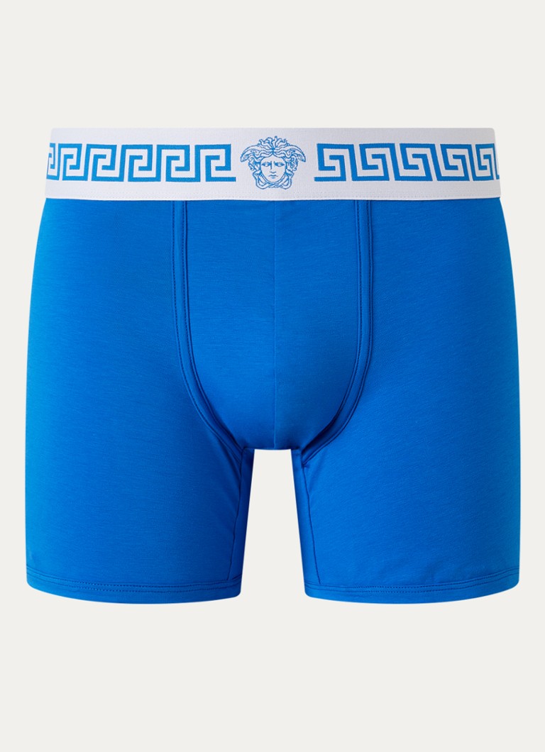 Versace Heren Boxershort van katoen met logoband in de kleur Blauw, maat: XL
