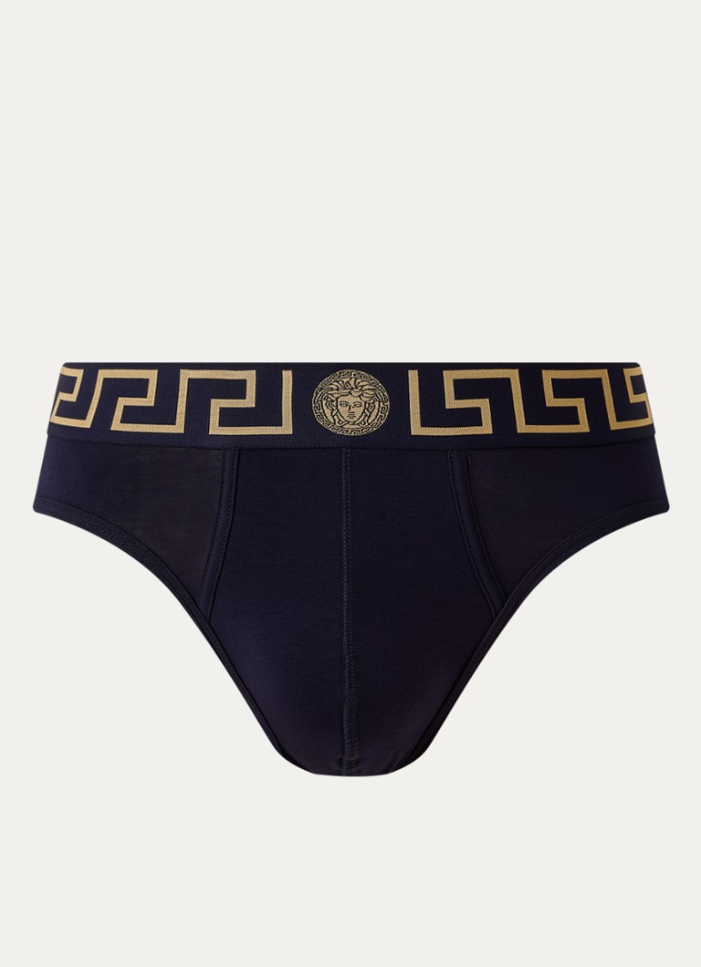 Versace Heren Slip met logoband in de kleur Donkerblauw, maat: L