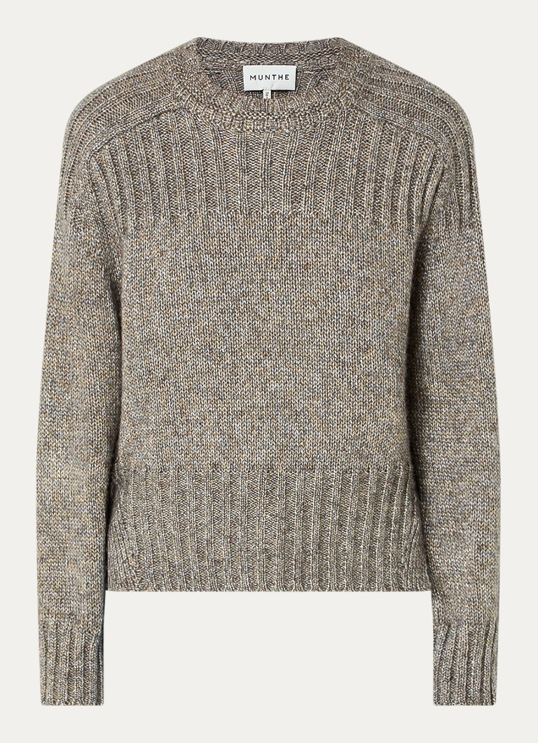 MUNTHE Dames Lohanna trui met gemêleerd dessin en lurex in de kleur Grijs, maat: 36
