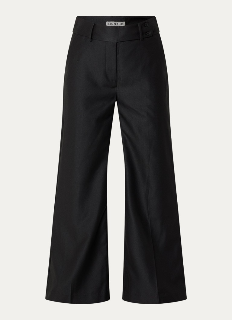 MUNTHE Dames Radine high waist flared fit pantalon met persplooi in de kleur Zwart, maat: 42