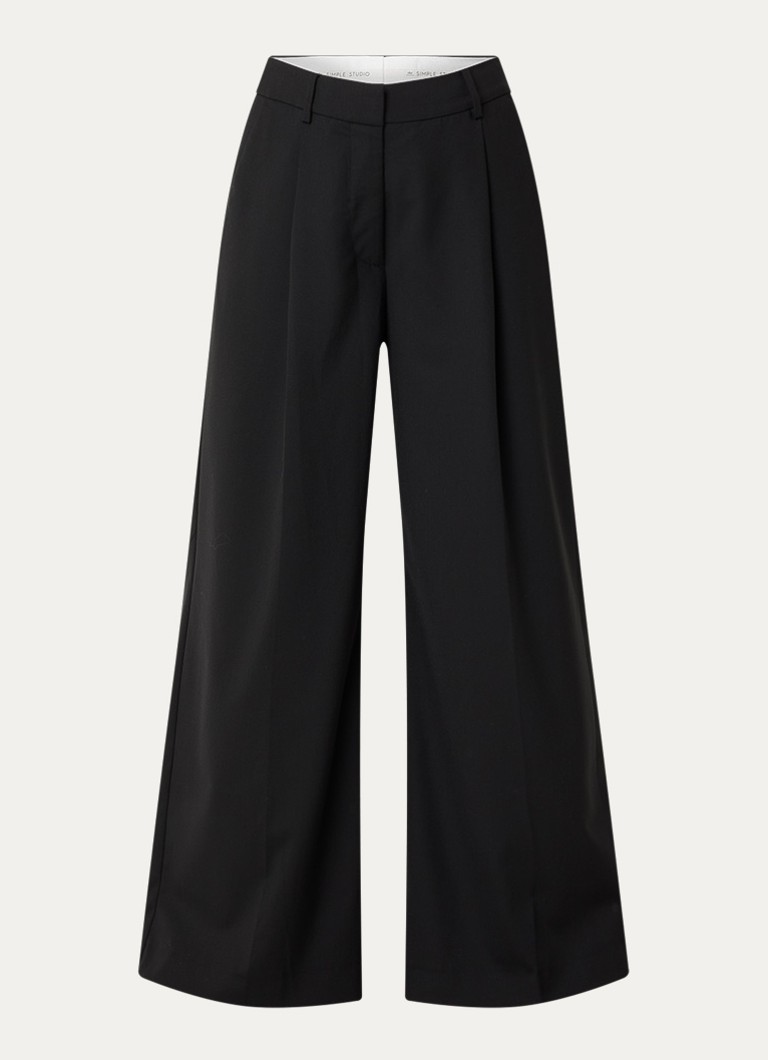 MUNTHE Dames Lupon high waist wide fit pantalon met steekzakken in de kleur Zwart, maat: 36