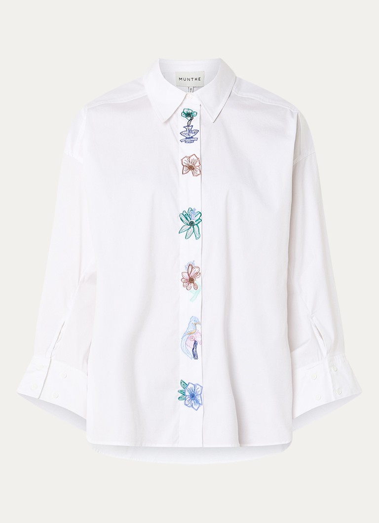 MUNTHE Dames Nilberto blouse met borduring in de kleur Wit, maat: 40