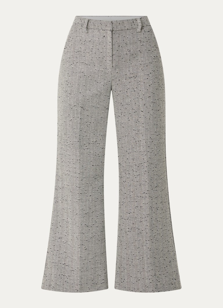 MUNTHE Dames Eileen high waist flared fit pantalon met streepprint en pailletten in de kleur Grijs, maat: 38