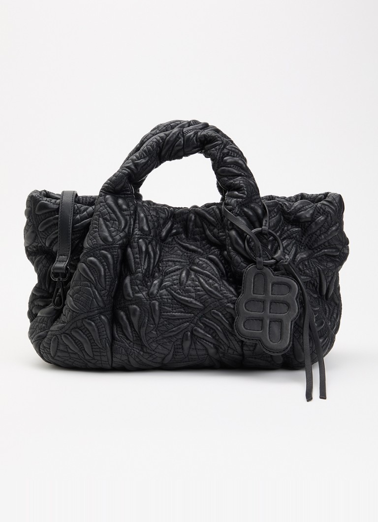 MUNTHE Dames Lix handtas van quilted leer met afneembare schouderriem in de kleur Zwart, maat: ONE SIZE